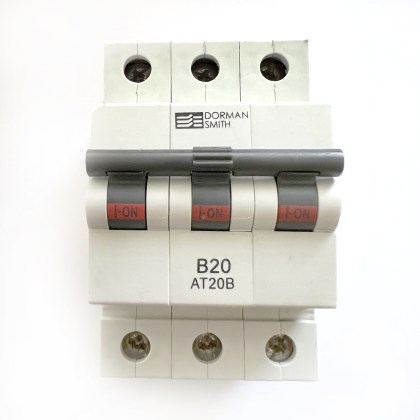 Dorman Smith AT20B Black Clip B20 20A 20 Amp 3 Pole Phase MCB Circuit Breaker Type B